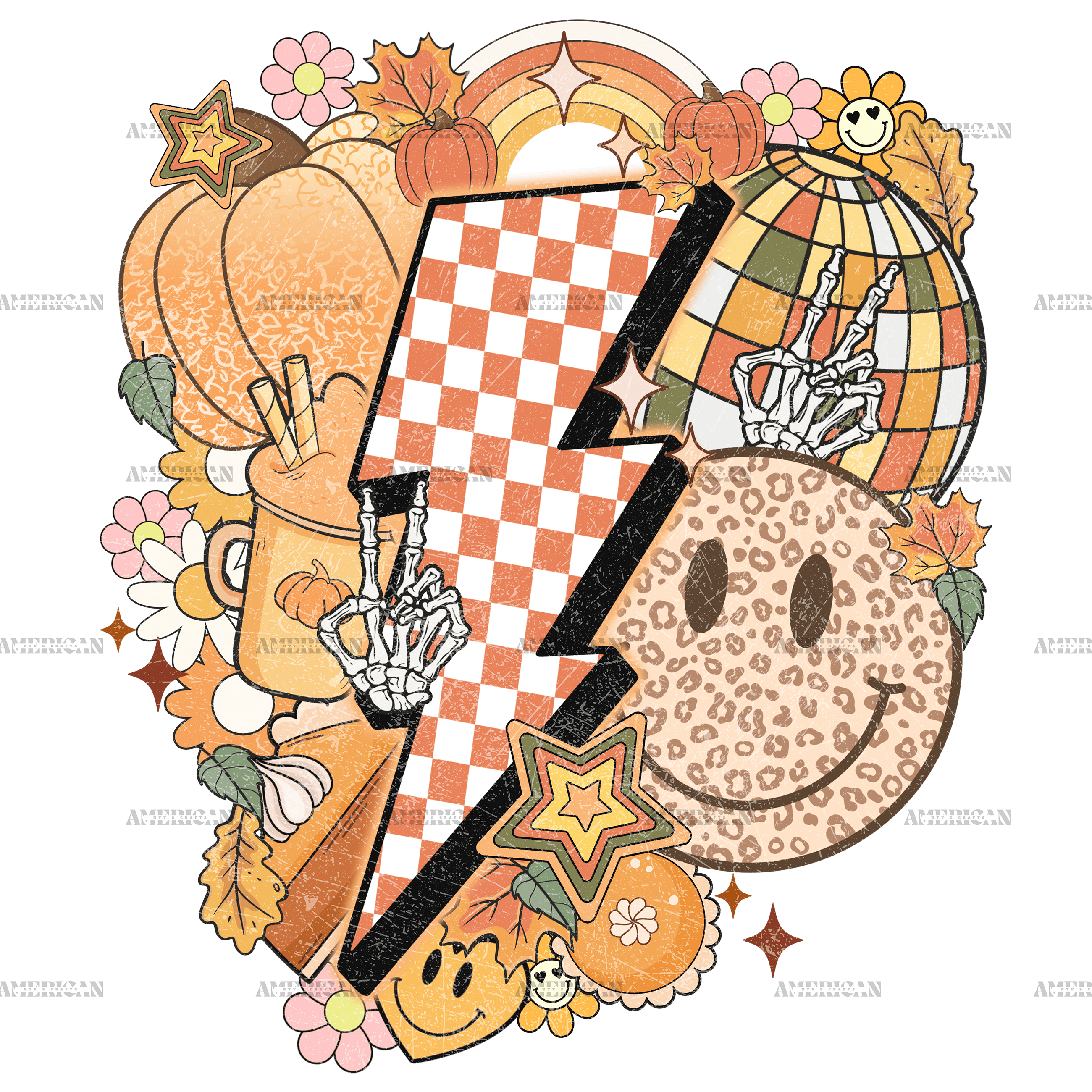 Fall Bolt Dotted DTF Transfer