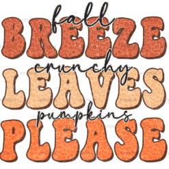 Fall Breeze Crunchy Leaves Dotted DTF Transfer