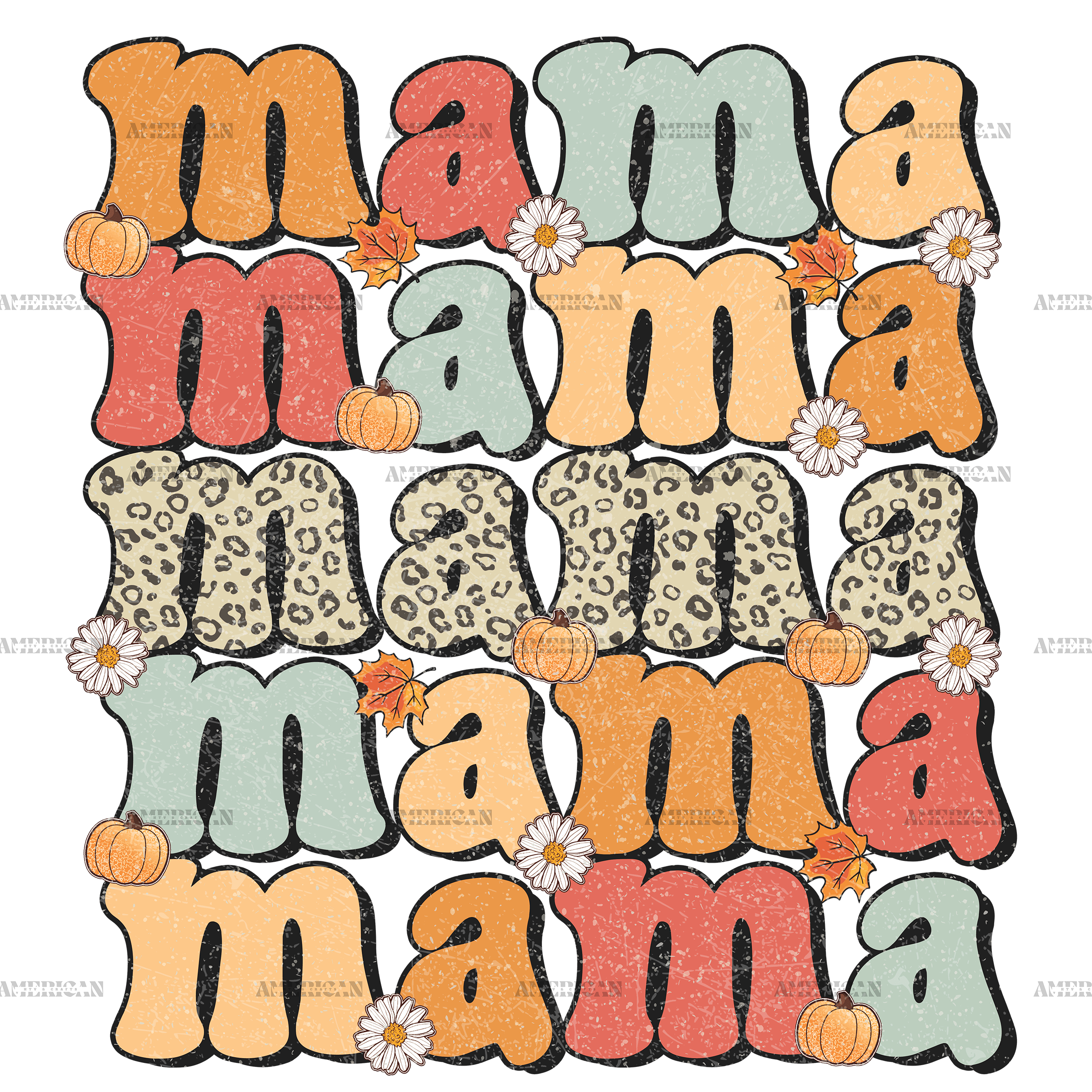 Fall Mama Dotted DTF Transfer