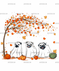 Fall Pugs DTF Transfer