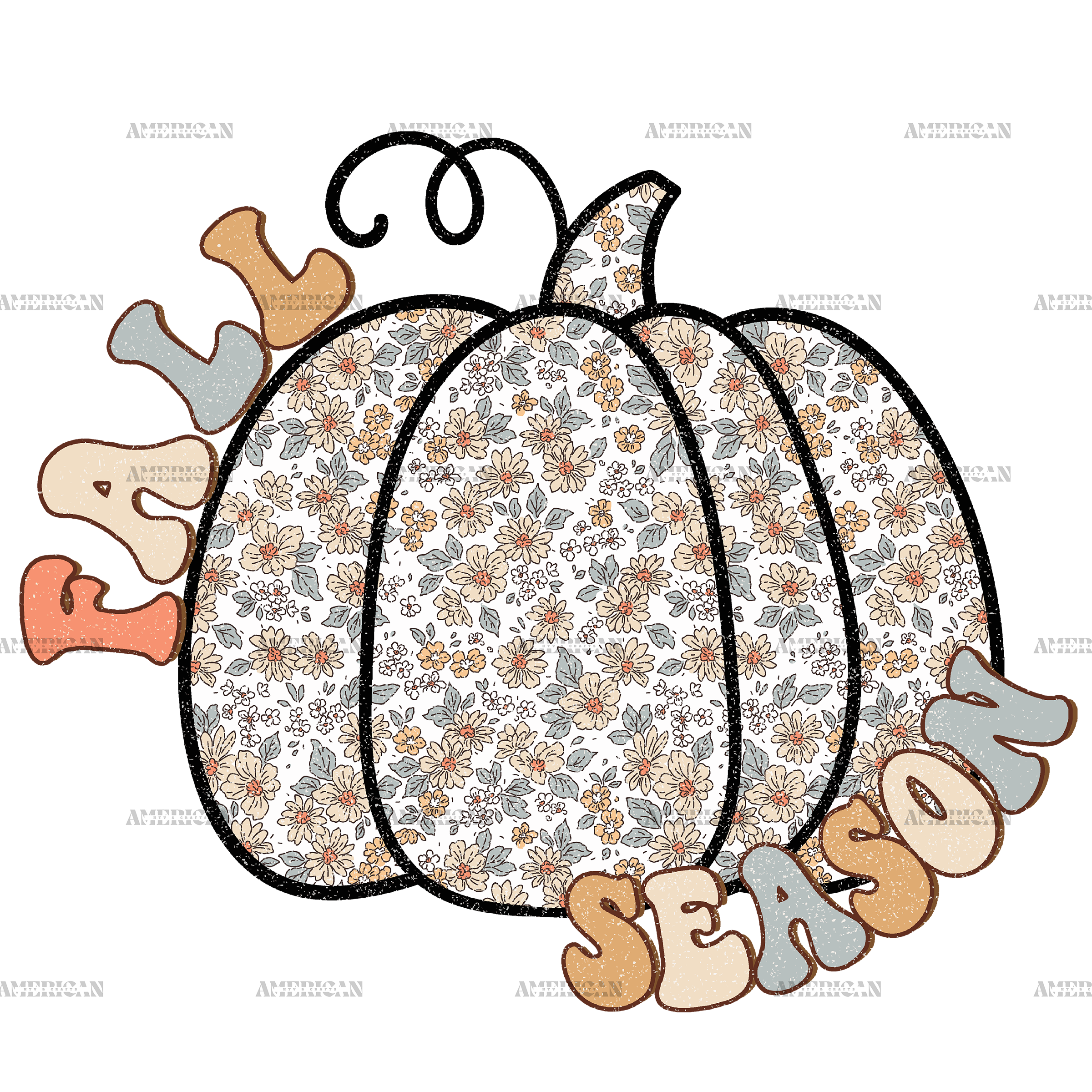 Fall Season Pumpkin Dotted DTF Transfer
