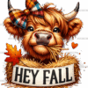 Hey Fall Cow-1 DTF Transfer