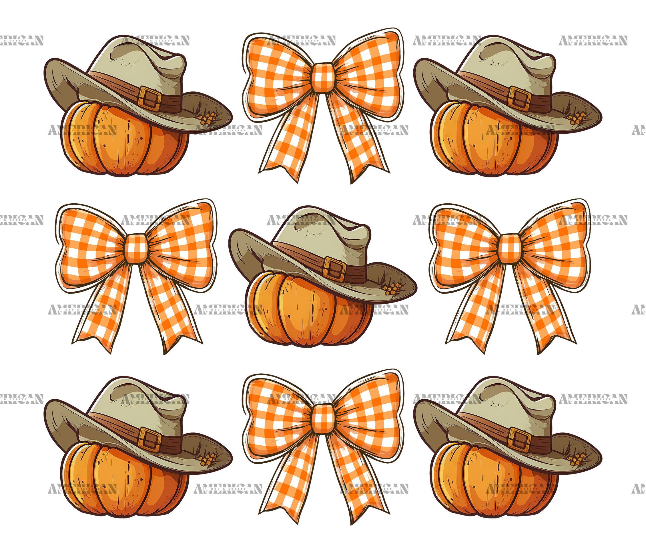 Howdy Autumn Pumpkins Bows-1 DTF Transfer