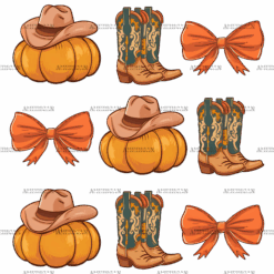 Howdy Autumn Pumpkins Bows-3 DTF Transfer