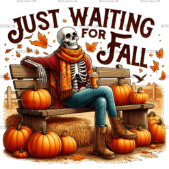 Just Waiting For Fall Skeleton-2 DTF Transfer
