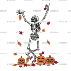 Leaves Are Falling Skeleton Is Dancing-1 DTF Transfer