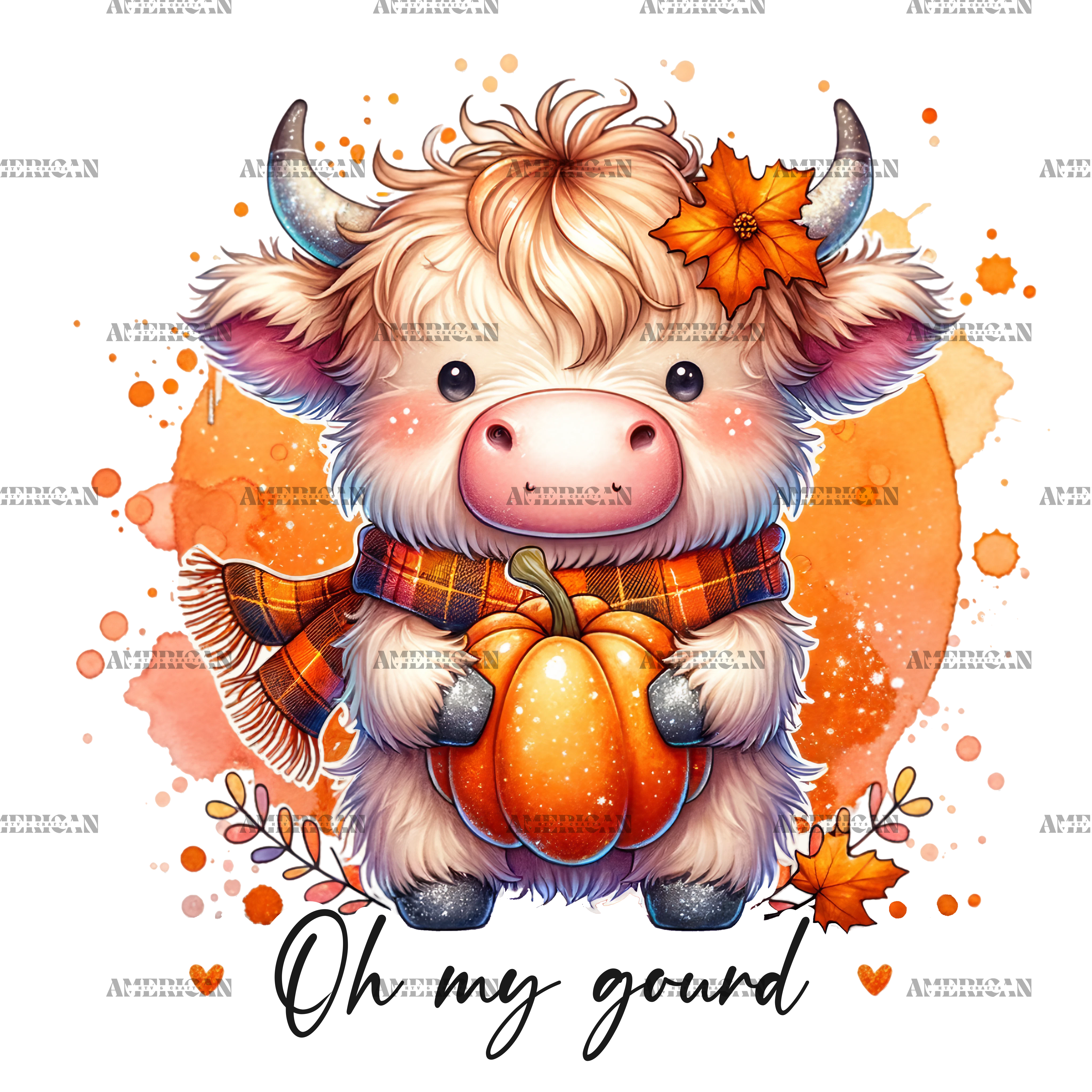 Oh My Gourd Highland Cow DTF Transfer