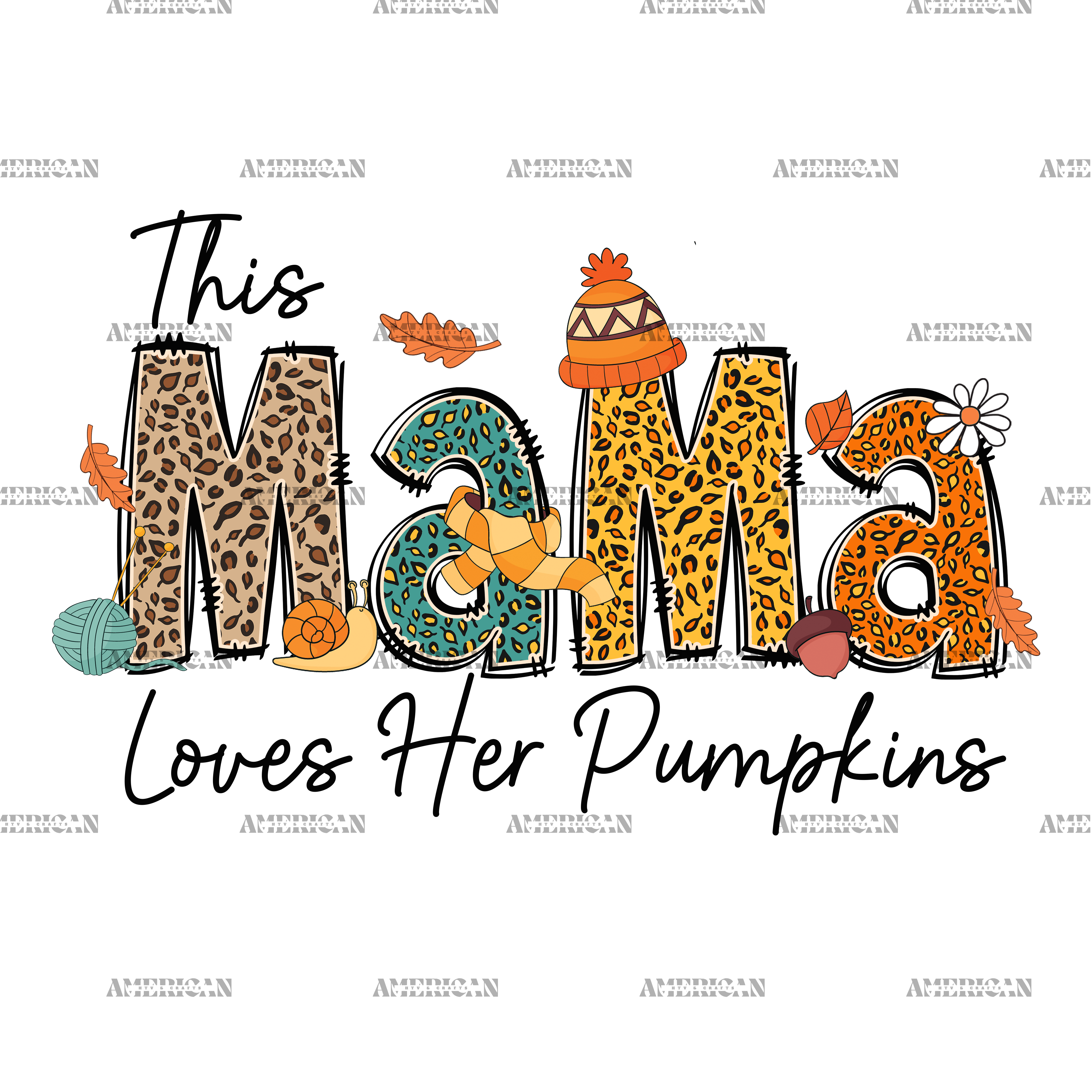 This Mama Loves Her Pumpkins DTF Transfer
